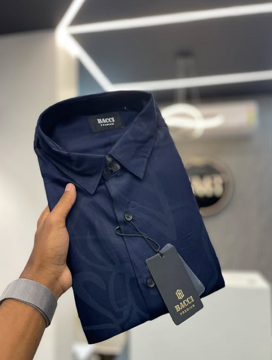 premium satin shirts navy blue